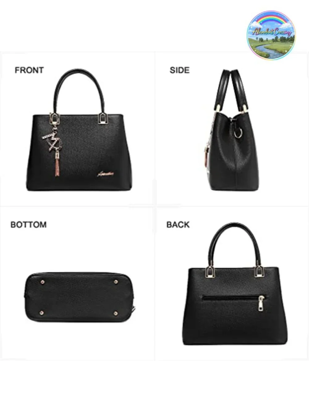 Faux PU Leather Top Handle Satchel Tote Bag with Shoulder Strap